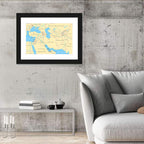 Southwest Asia Political Map, Cartographic Wall Art