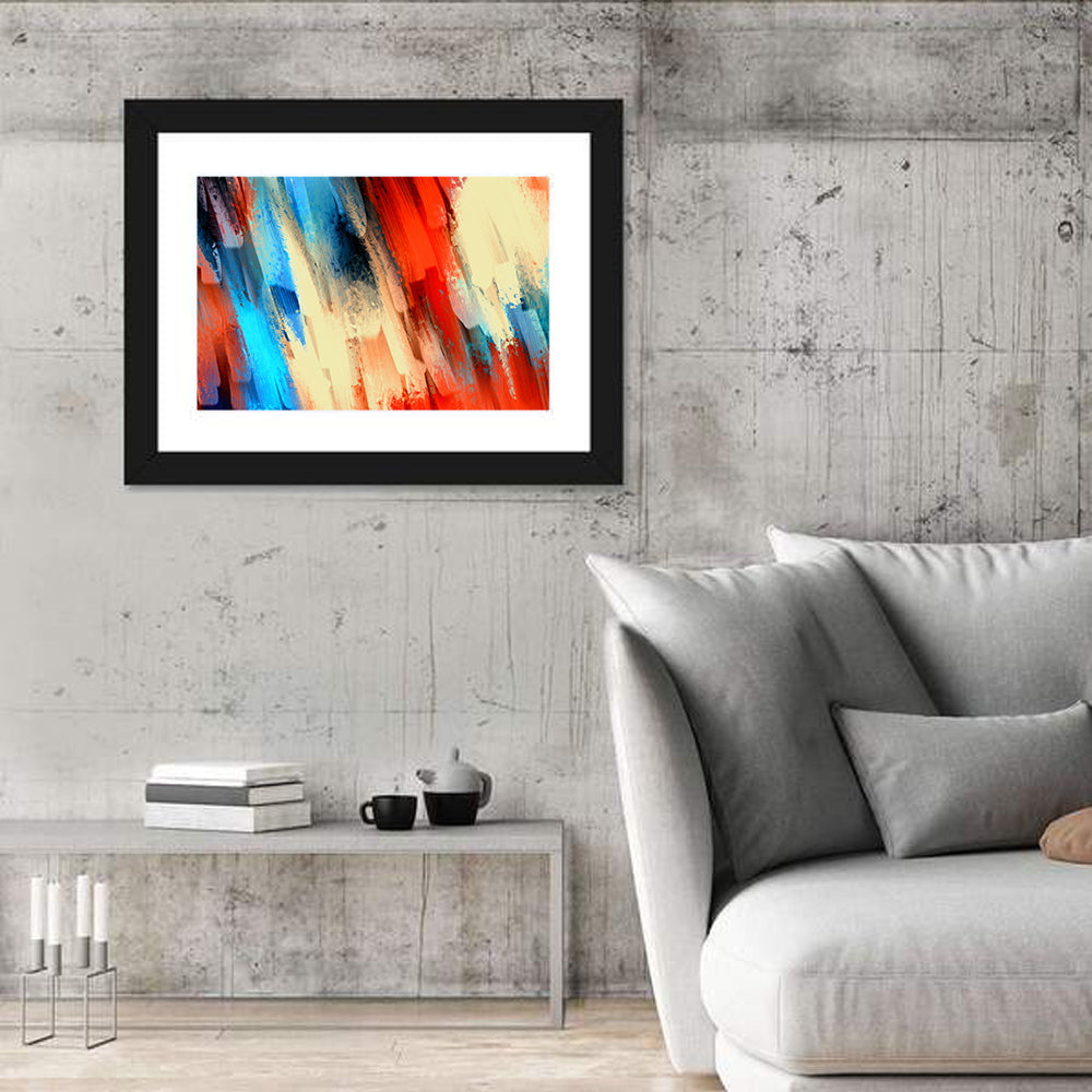 Diagonal Acrylic Brushstrokes Wall Art in a room, landscape