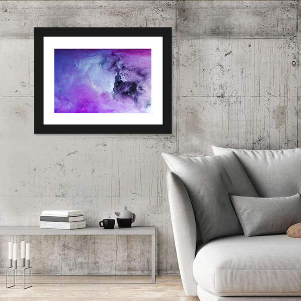 Ethereal Purple Swirl Wall Art in a room, landscape