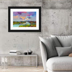 Sunset River and Meadow Abstraction Wall Art