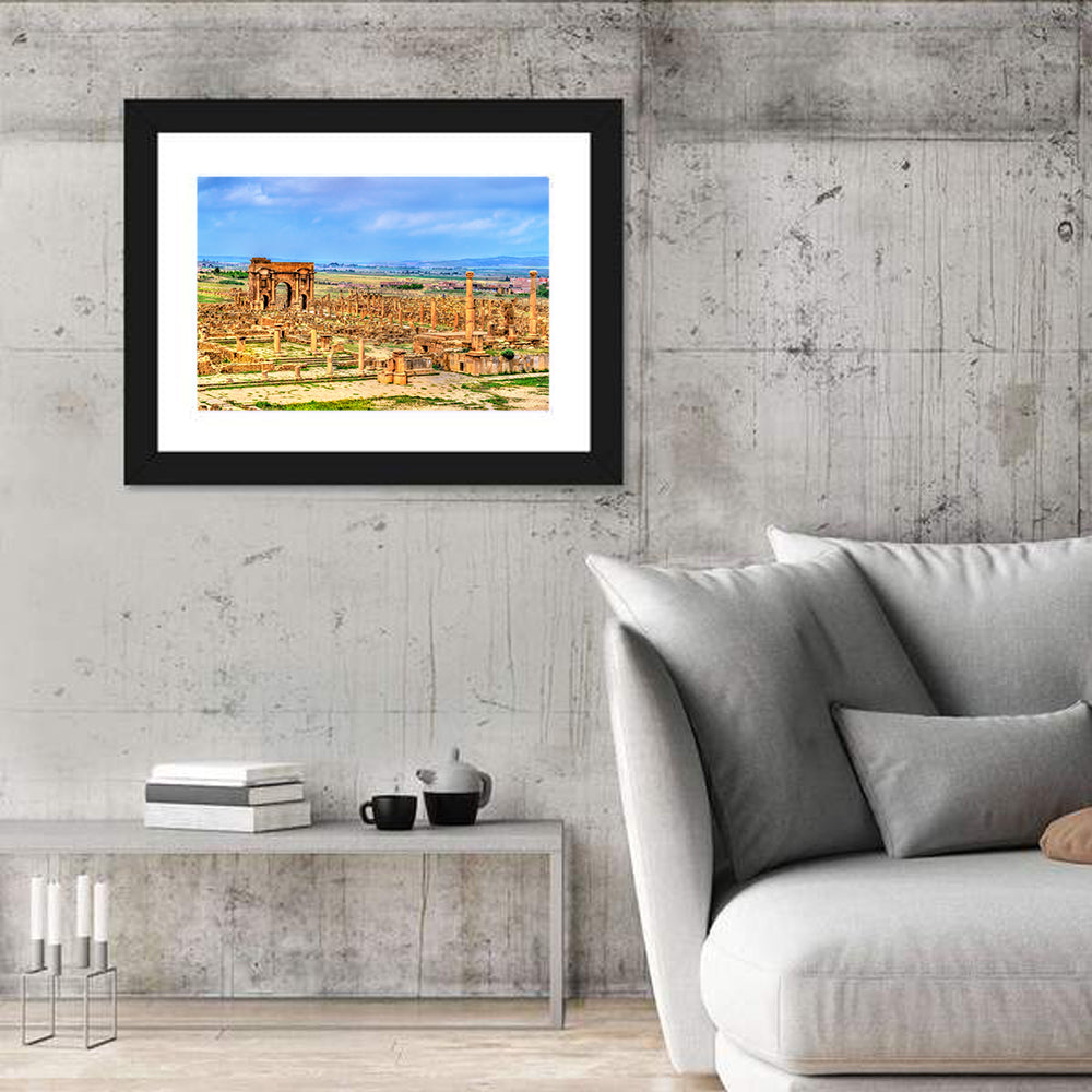 Timgad Ruins, Arch of Trajan Wall Art in a room, landscape