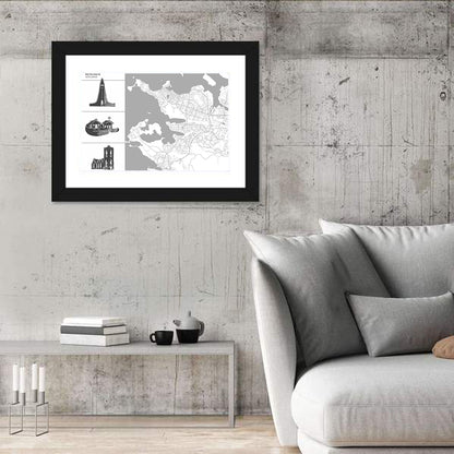 Reykjavik City Map Wall Art
