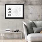 Luxembourg City Map with Landmark Sketches Wall Art