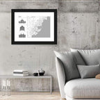 Monaco Map with Architectural Icons Wall Art