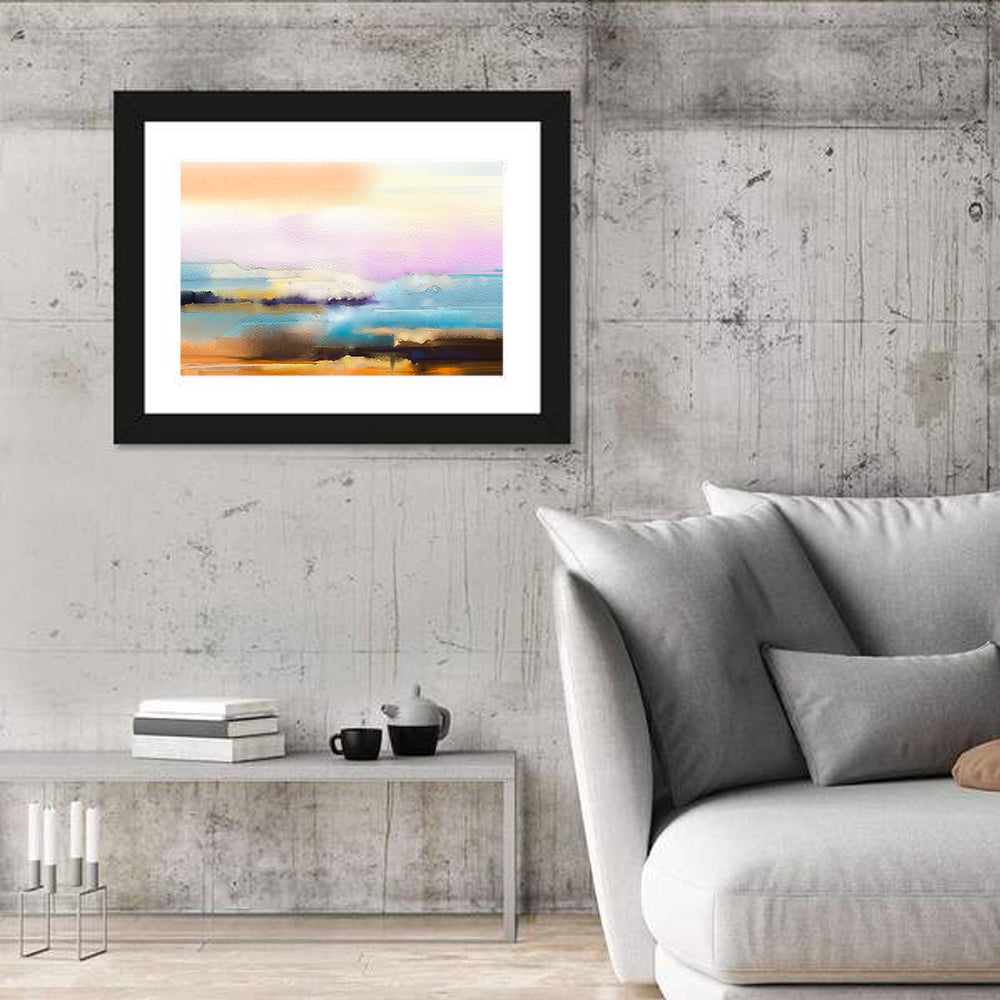 Blended Horizon Brushstrokes Wall Art in a room, landscape