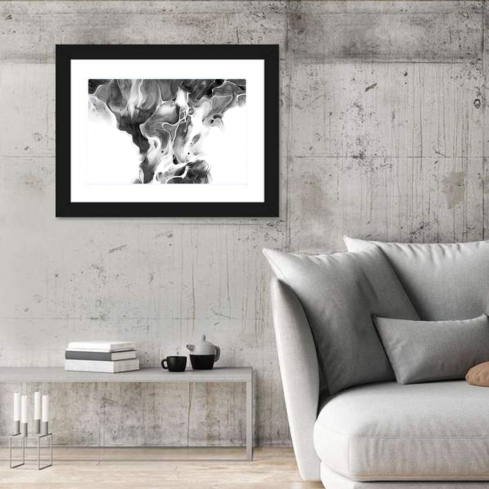 Monochrome Ink Swirl Wall Art