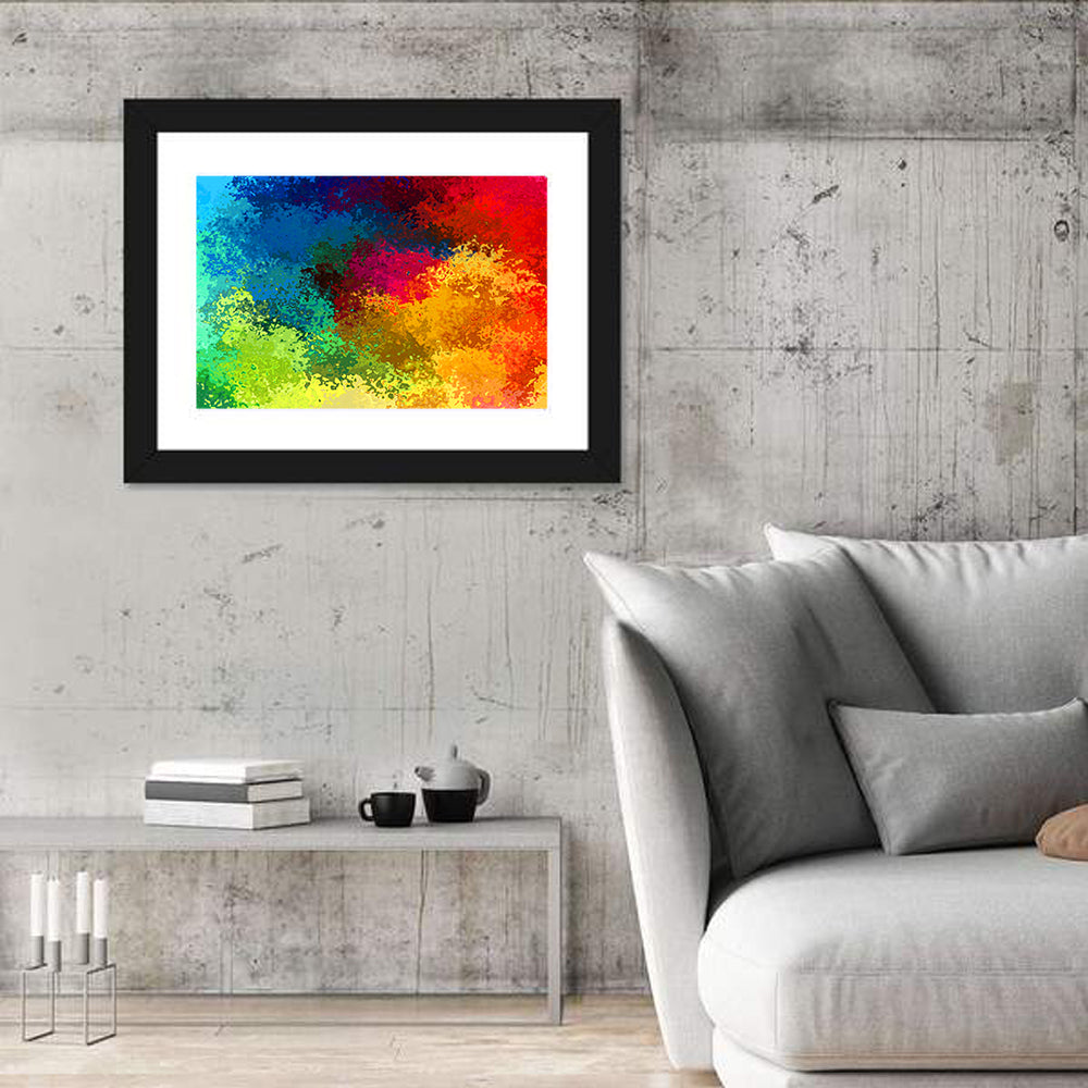 Diagonal Rainbow Gradient Wall Art in a room, landscape