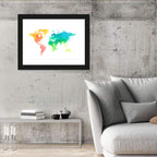 Polka Dot World Map Pattern Wall Art