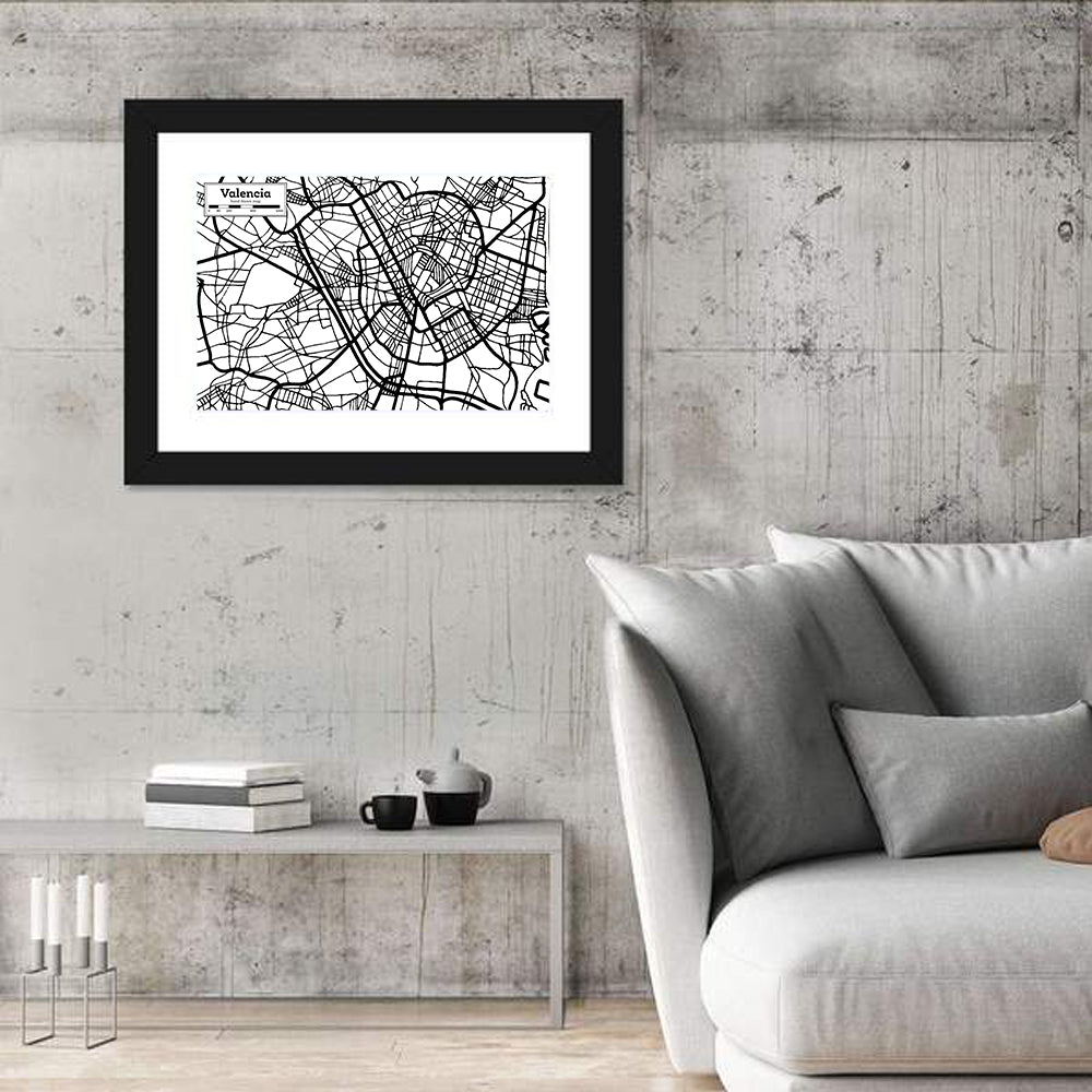 Valencia Street Network Map Wall Art