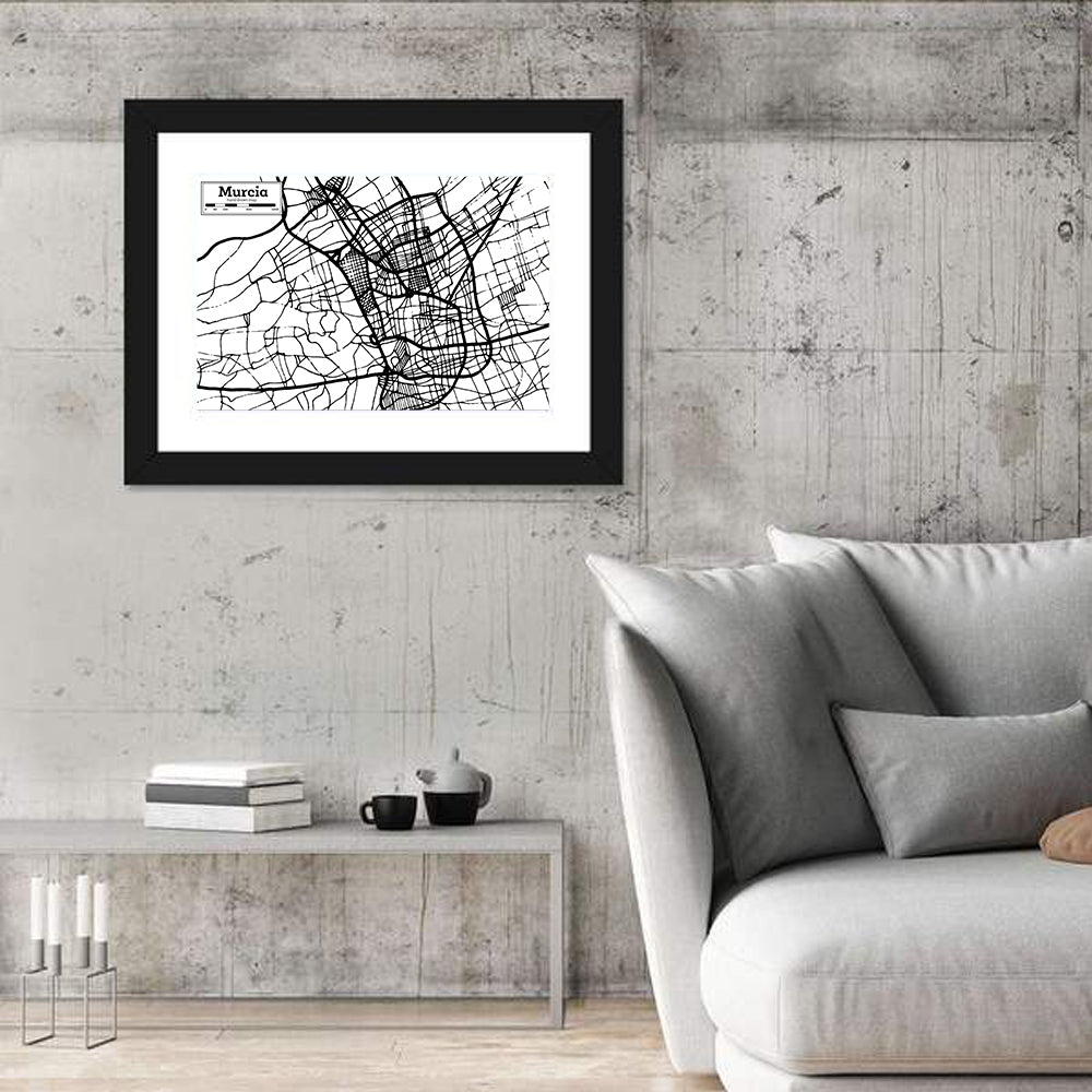 Murcia Schematic Map Wall Art in a room, landscape