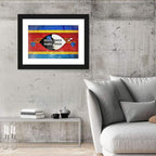 Eswatini Flag with Shield Emblem Wall Art