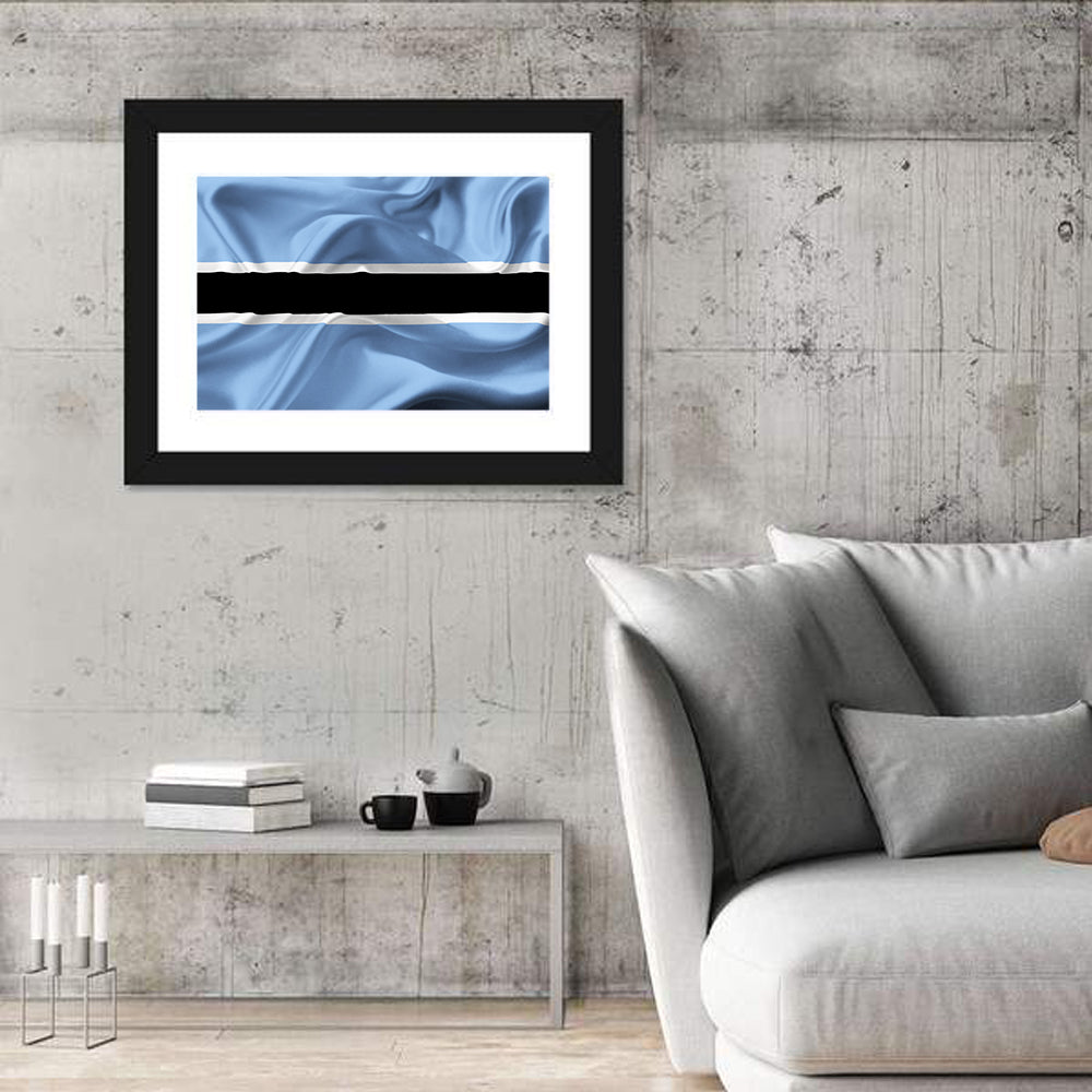 Rippled Botswana Flag Wall Art in a room, landscape