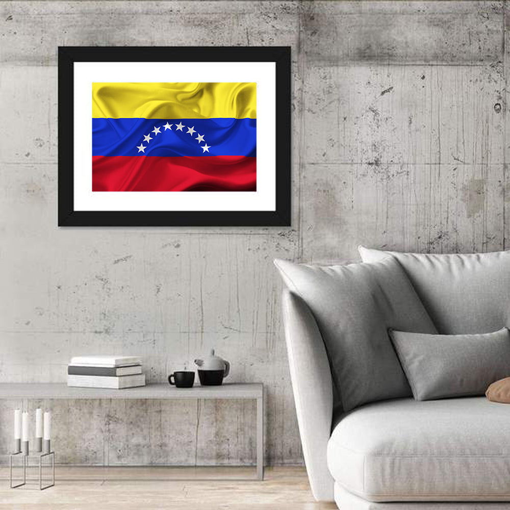 Venezuelan Flag with Stars Wall Art in a room, landscape