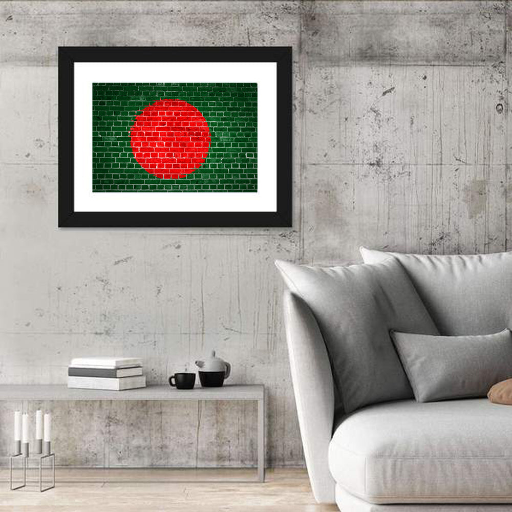 Bangladesh Flag on Brick Wall Art