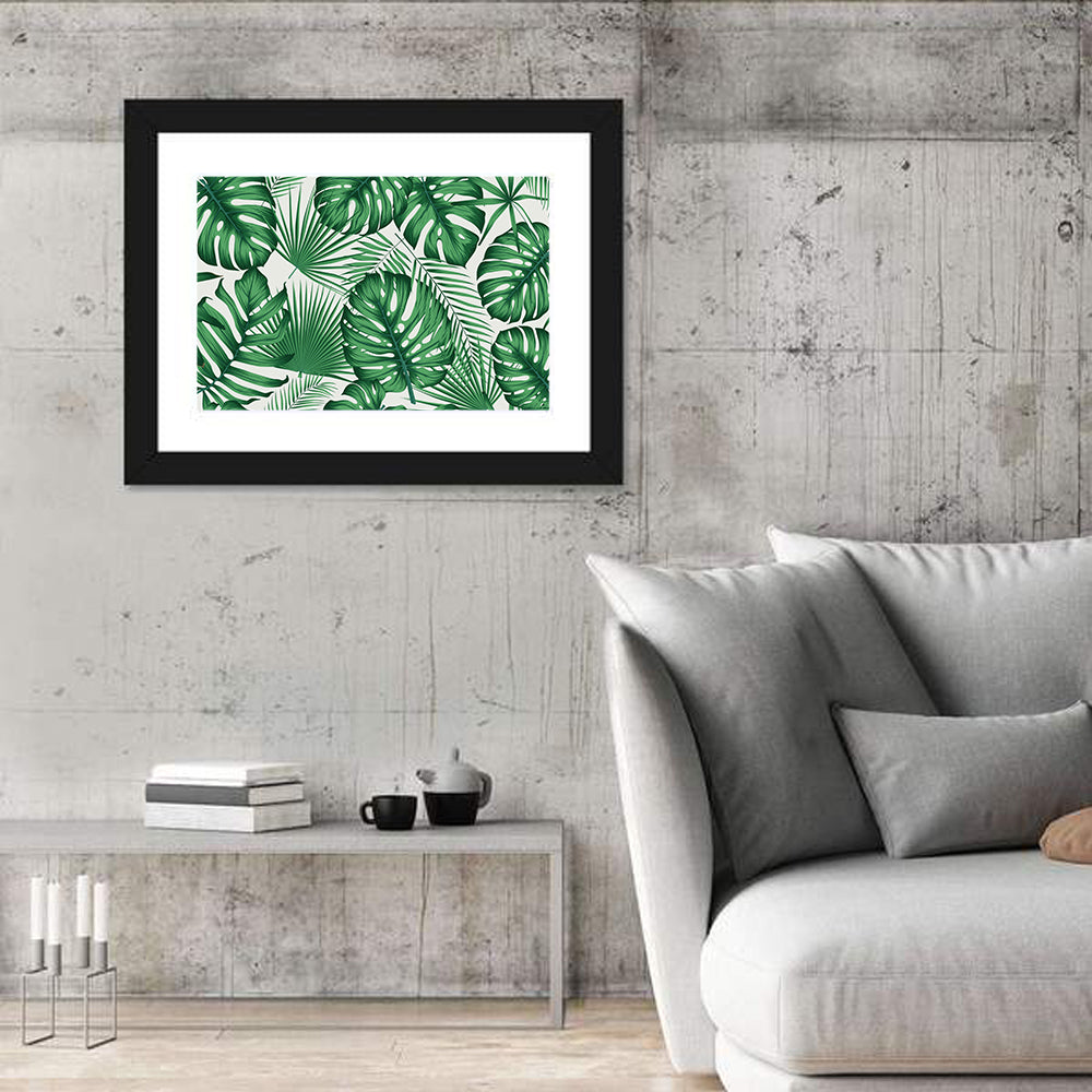 Layered Tropical Leaves Wall Art in a room, landscape