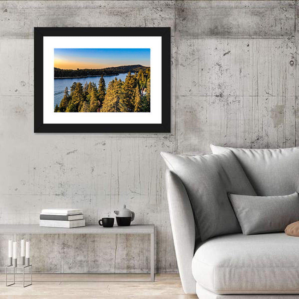 Lake Arrowhead Sunset Over Pines Wall Art
