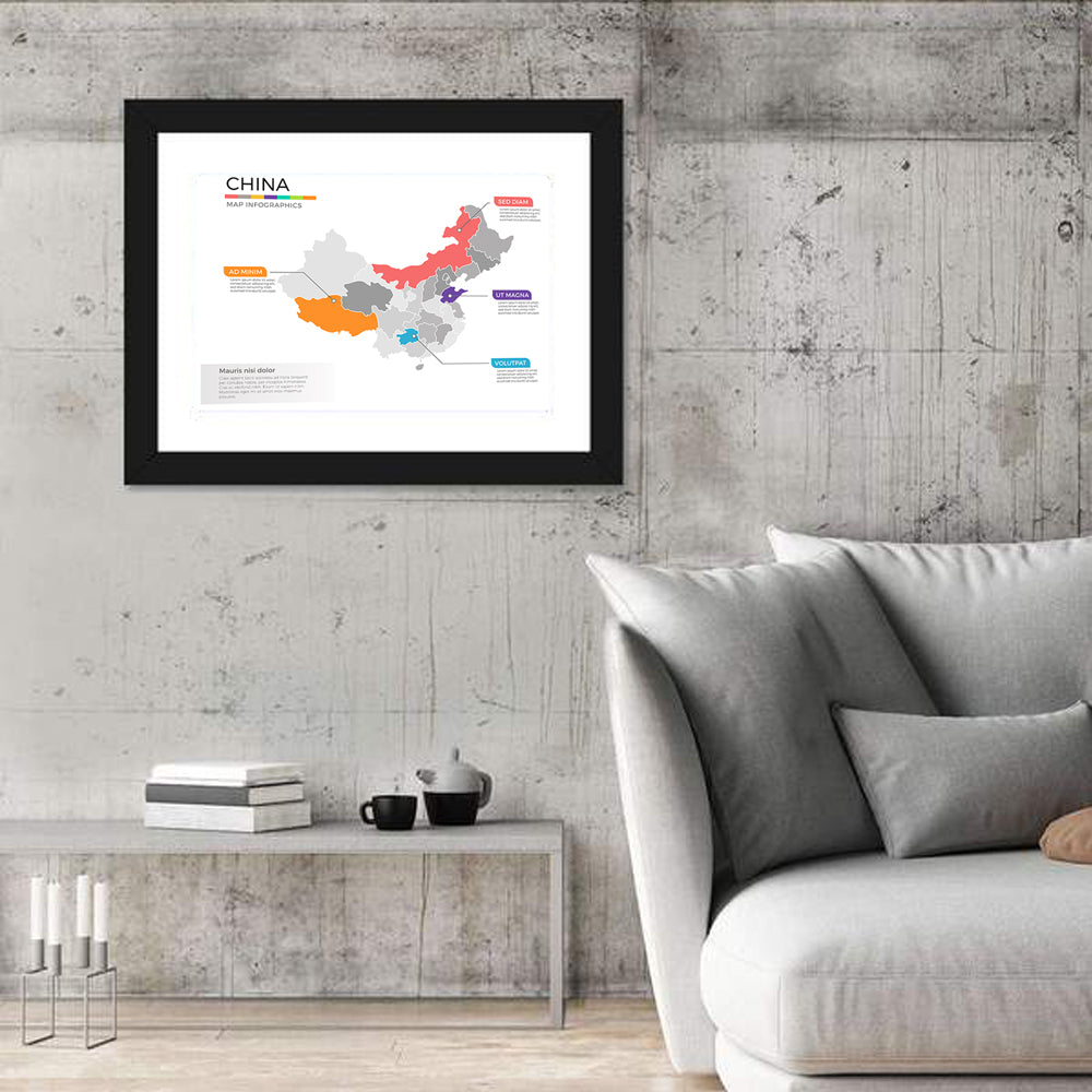 China Map Infographic Wall Art