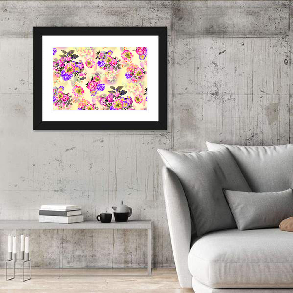 Summer Roses and Iris Pattern Wall Art