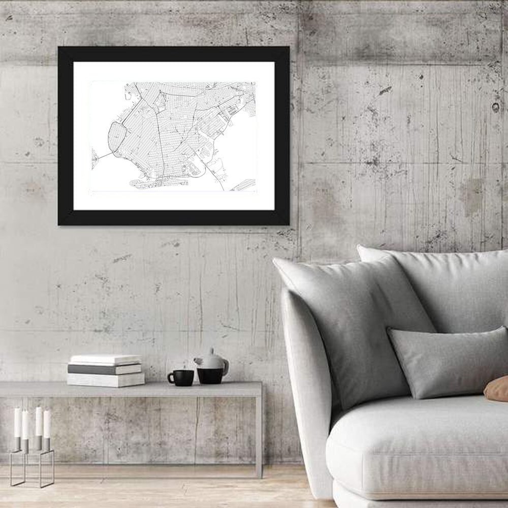 Manhattan Street Map Wall Art in a room, landscape