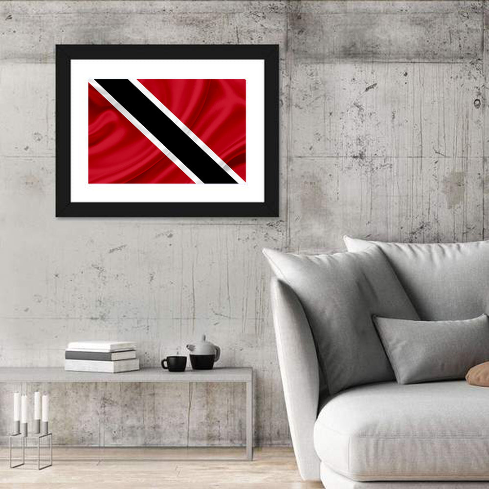 Trinidad and Tobago Flag, Diagonal Stripe Wall Art in a room, landscape