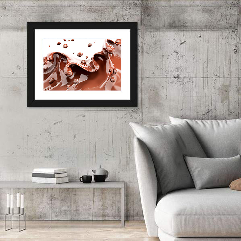 Liquid Chocolate Splash Wall Art in a room, landscape