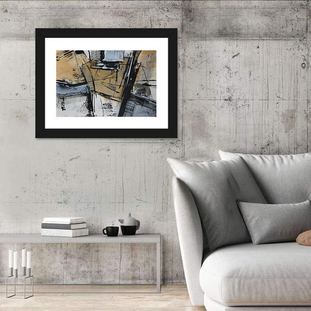 Layered Geometric Texture Wall Art in a room, landscape