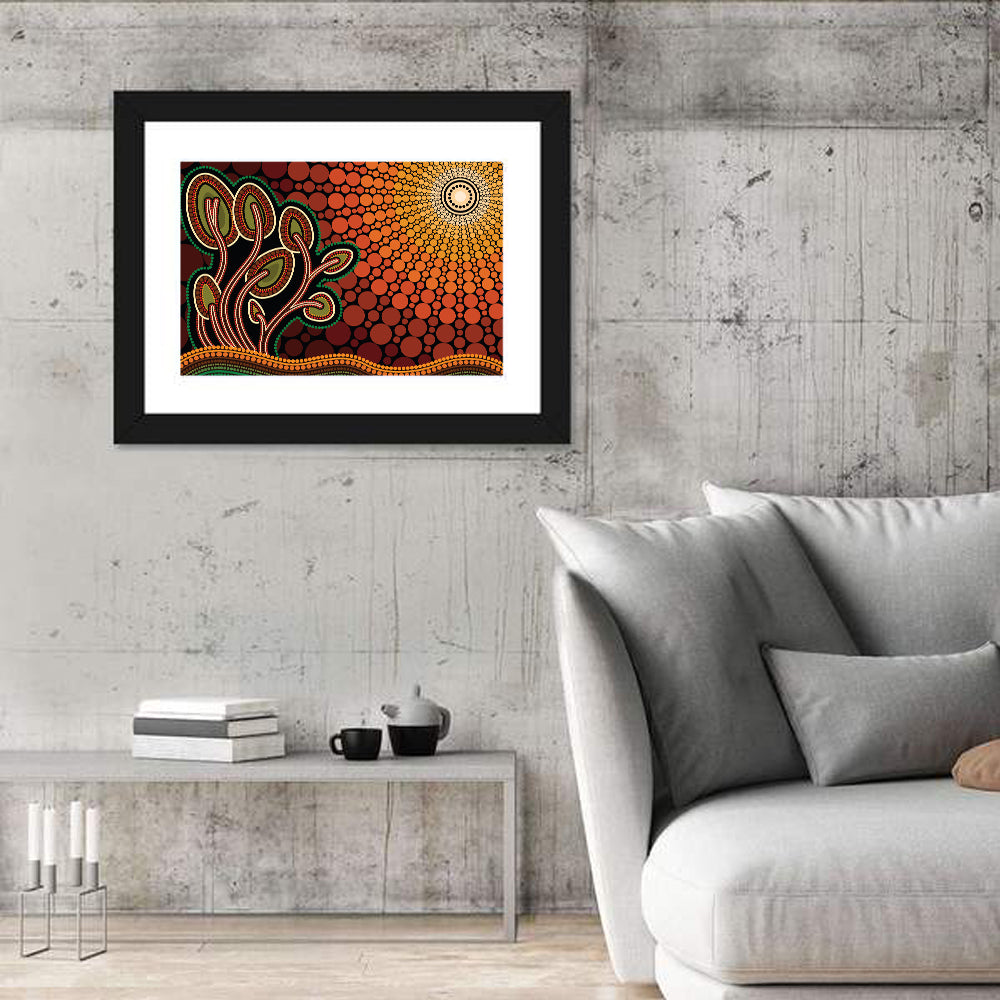 Pointillist Tree on Sunset Hill Wall Art