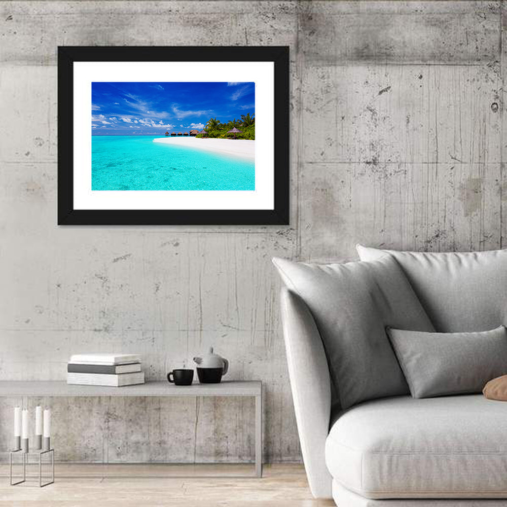 Turquoise Island with Water Bungalows Wall Art
