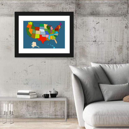 Colorful US Map Wall Art