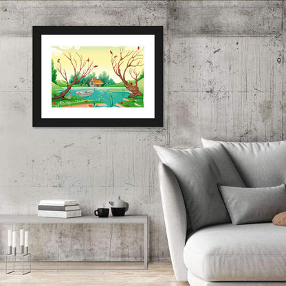 Scenic Village Illustration Wall Art