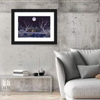 Cottage by Moonlit Pond Wall Art
