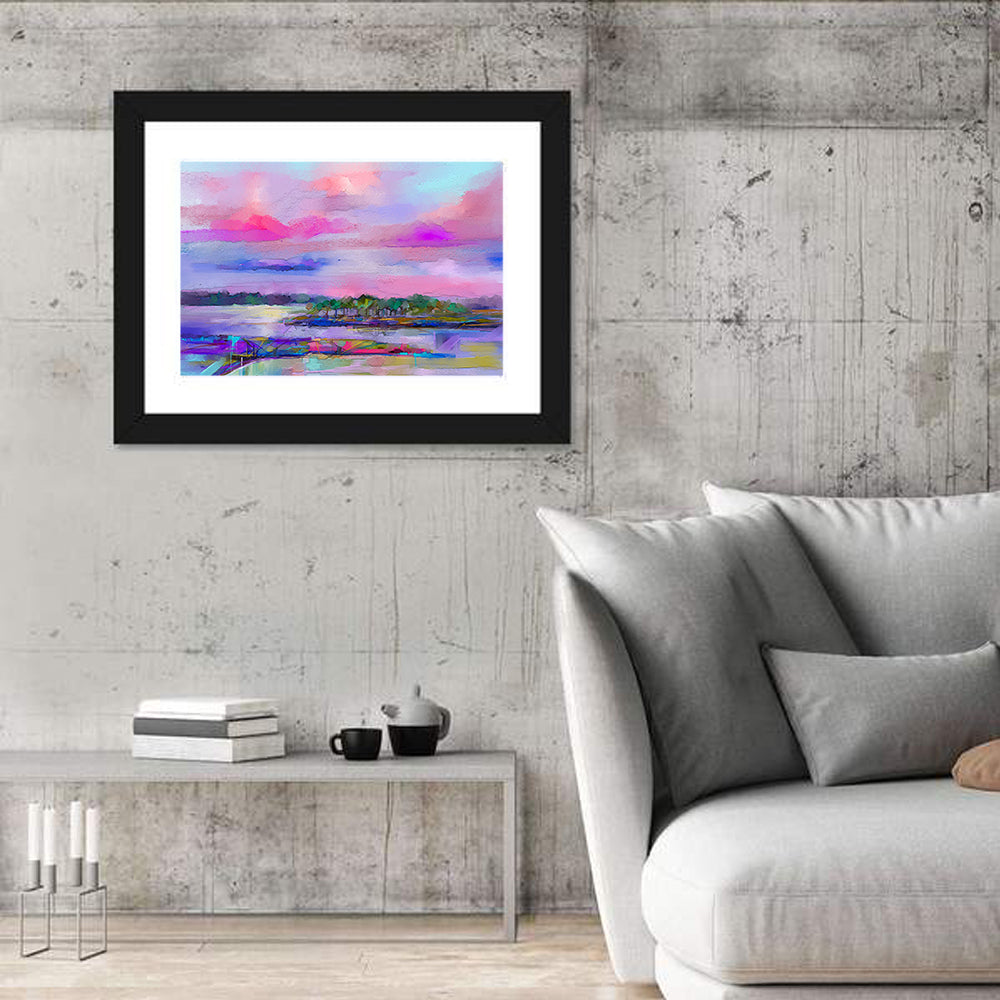 Dusk Meadow Reflection Wall Art in a room, landscape