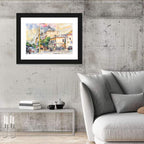 Sunlit City Street Watercolor Wall Art