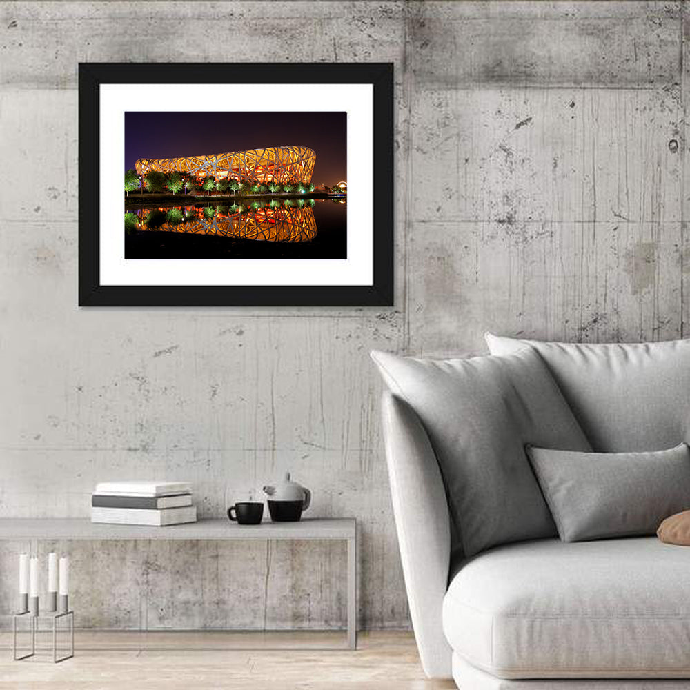 Beijing National Stadium at Night Wall Art in a room, landscape