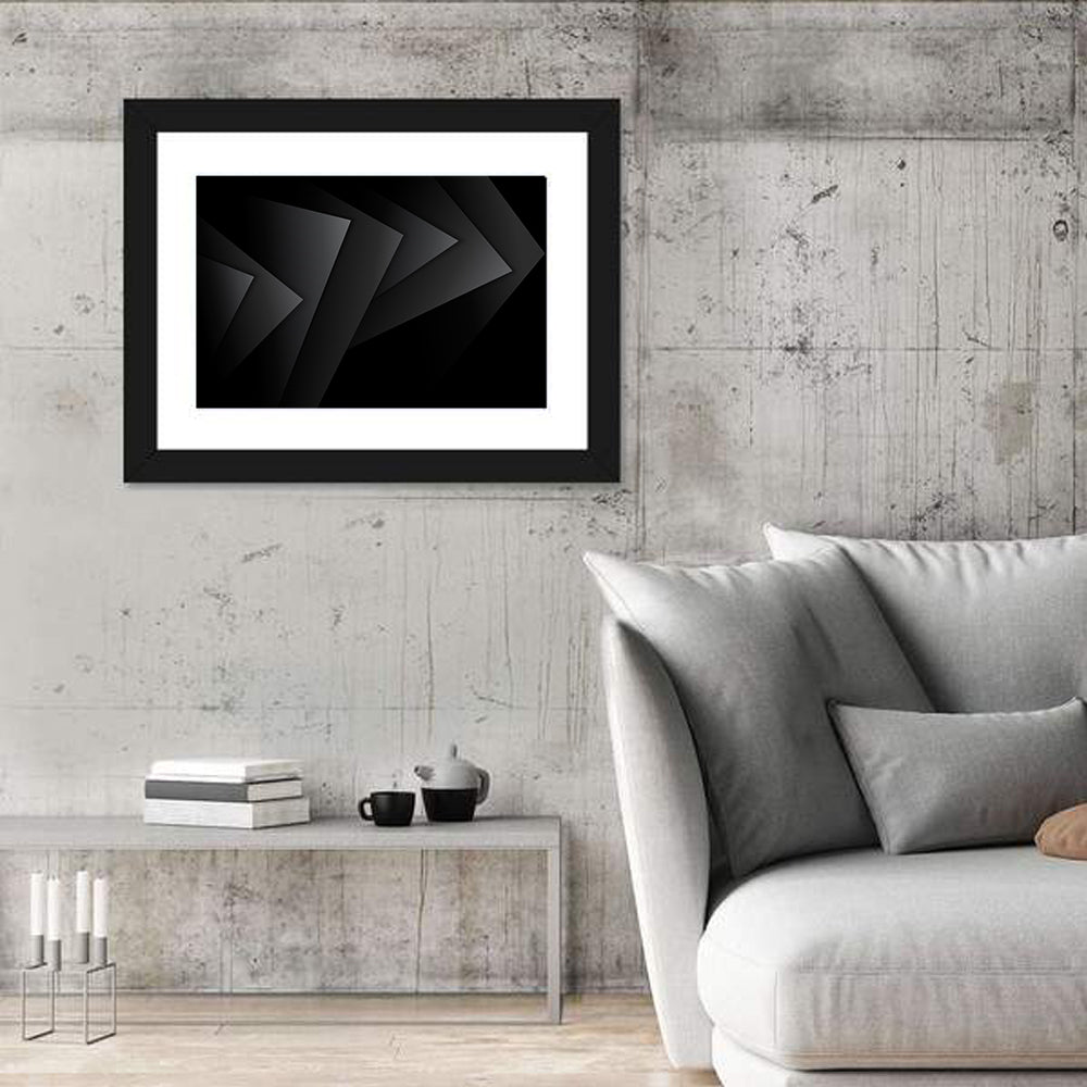 Dark Layered Geometry Wall Art in a room, landscape