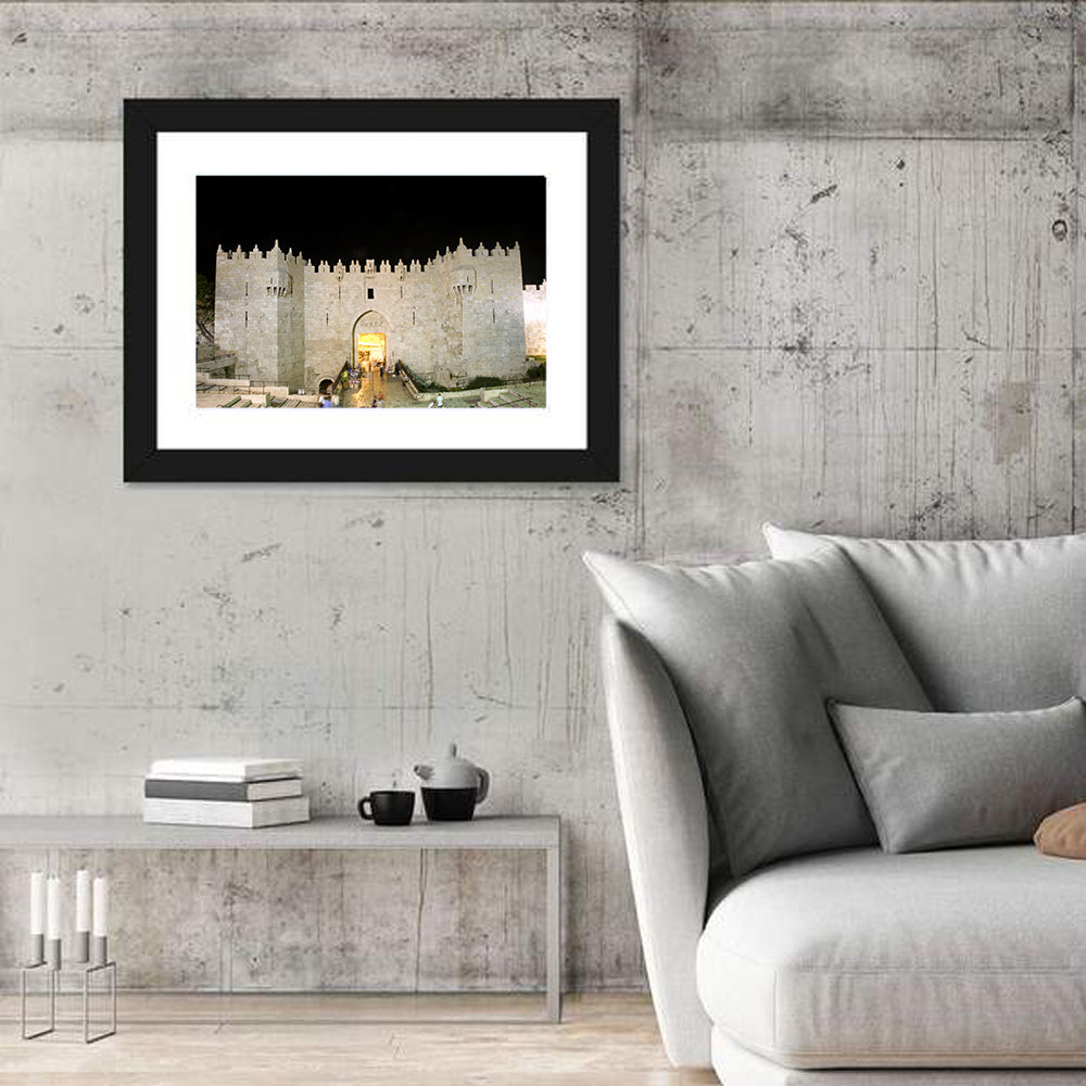 Damascus Gate at Night Wall Art in a room, landscape