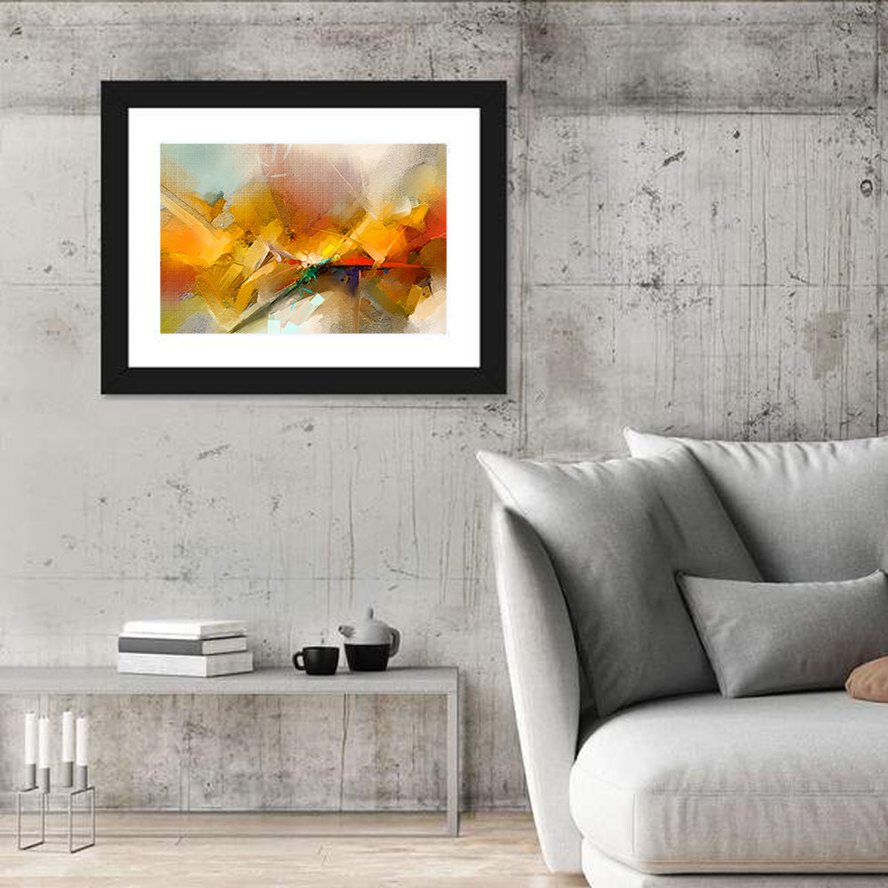 Gold and Teal Brushstroke Abstract Wall Art