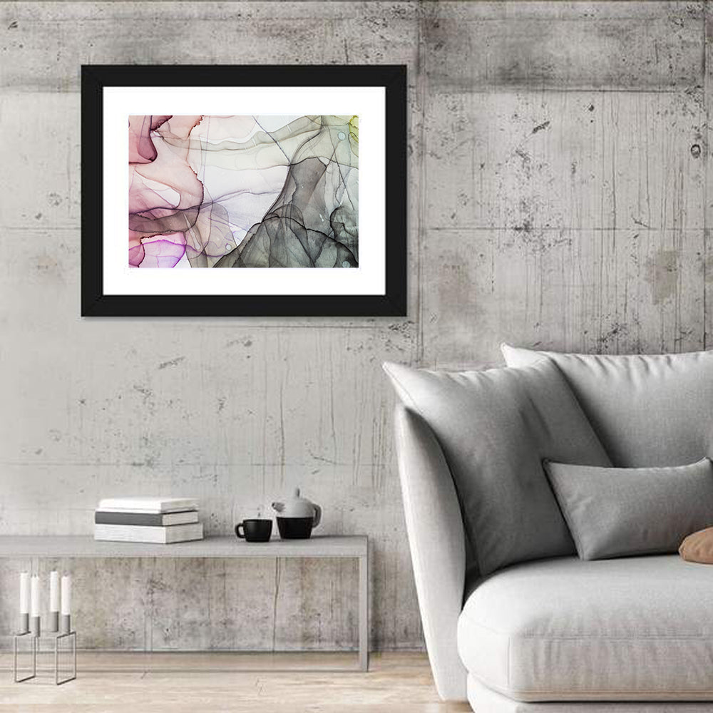 Textured Ink Wash Abstract Wall Art