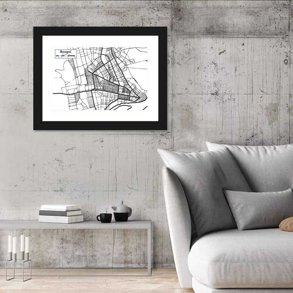 Bangui Street Grid Map Wall Art