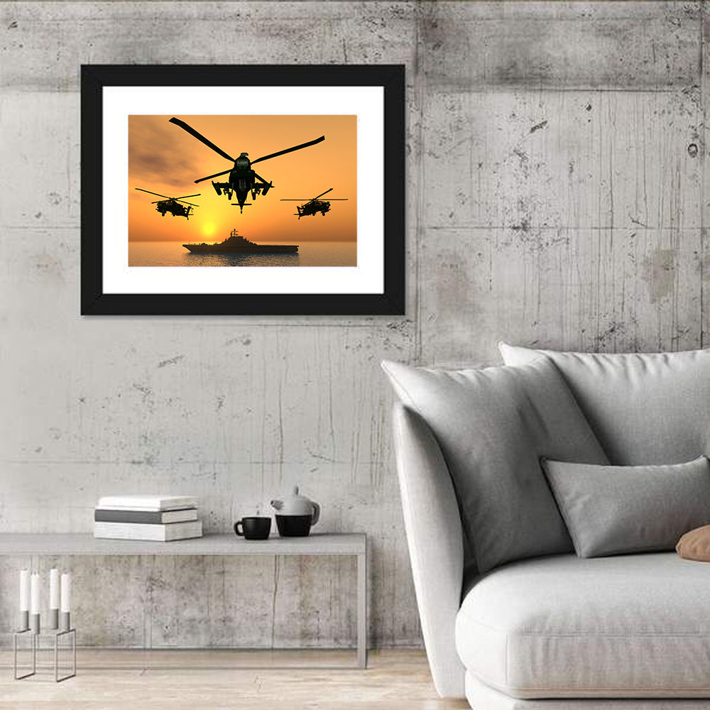 Apache Helicopters at Sunset Wall Art