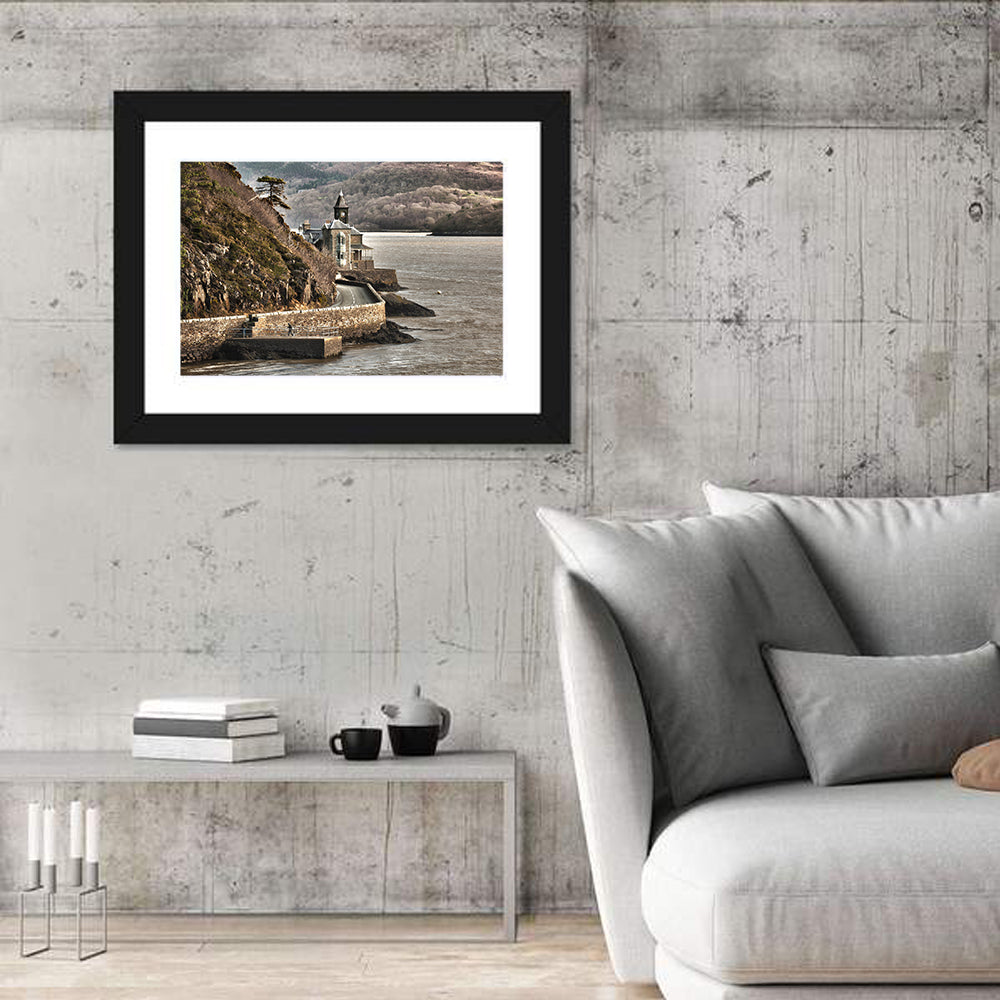 Barmouth Clock Tower Coastal View Wall Art in a room, landscape
