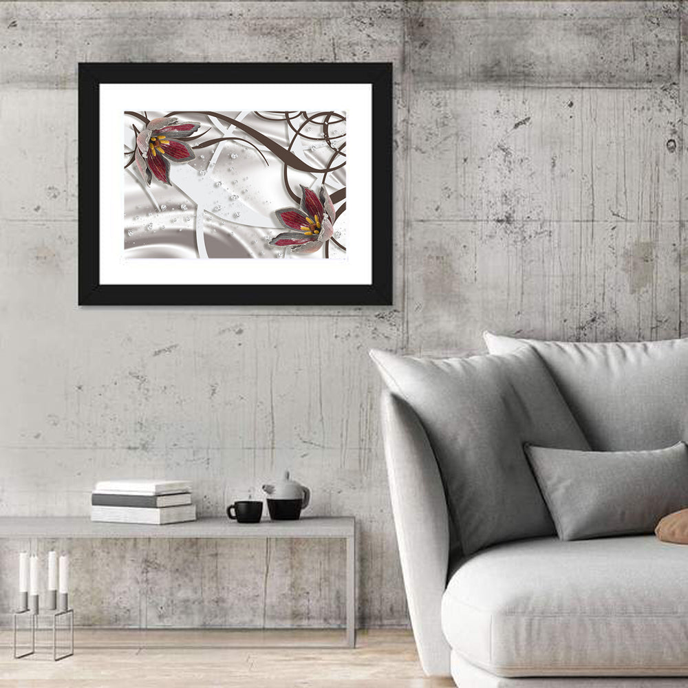 Jewelry Floral Swirls Wall Art in a room, landscape