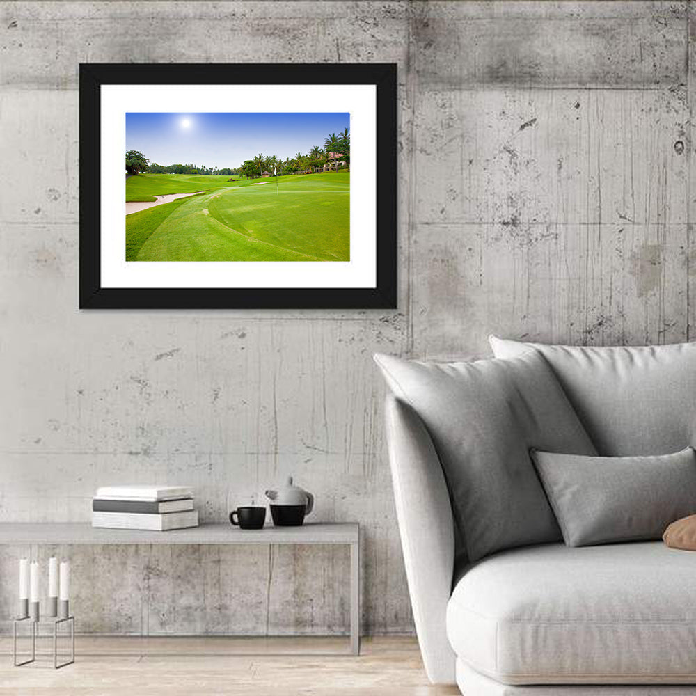 Sunny Putting Green with Palm Trees Wall Art