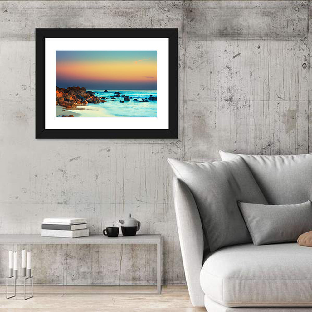 Sunset Over Volcanic Shoreline Wall Art