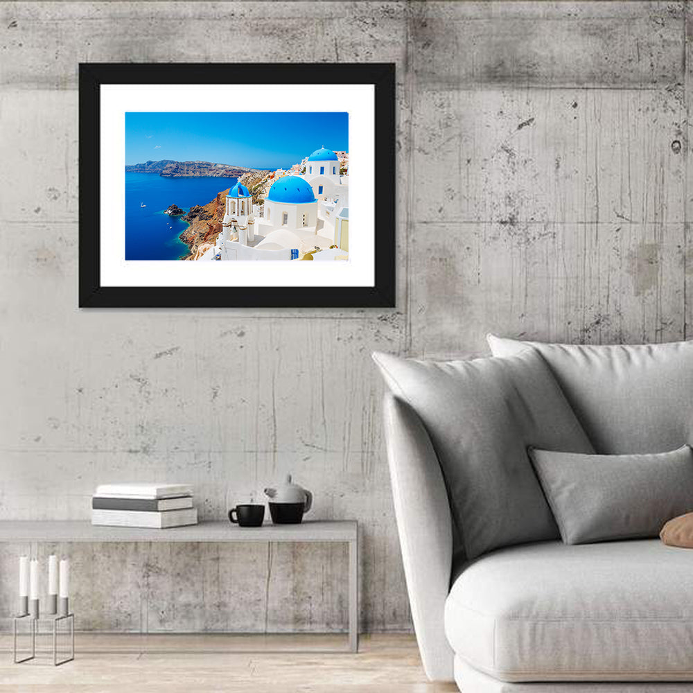 Oia Santorini Blue Domes Wall Art