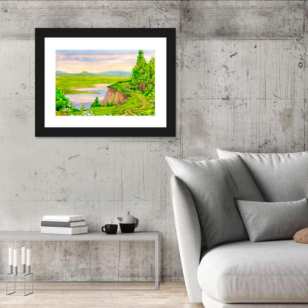 Bright Spring Foliage Wall Art in a room, landscape
