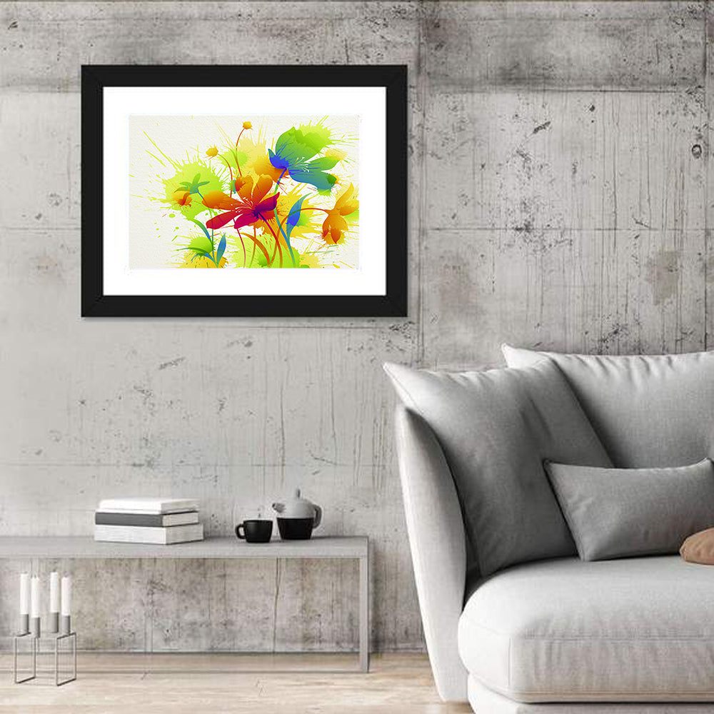 Vibrant Wildflower Watercolor Illustration Wall Art