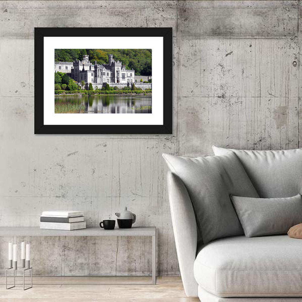 Kylemore Abbey Lakeside Castle Wall Art in a room, landscape