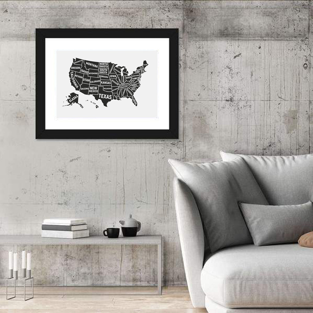 United States Map Silhouette Wall Art