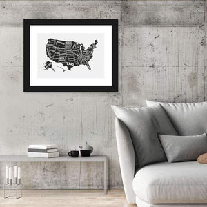 United States Of America Map Wall Art